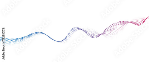 Flowing Dot Wave halftone gradient pattern on transparent background	