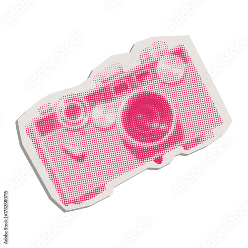 Halftone Camera Dotted Collage Graphic	Retro

