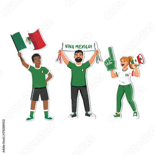 Mexico Sport Soccer Fans Vector Illustration