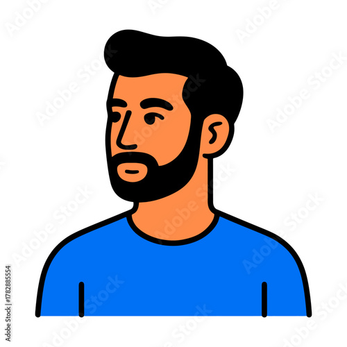 Illustrated portrait of bearded male.