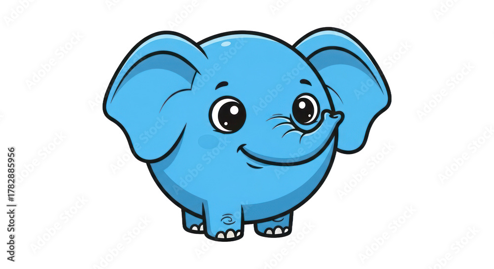 Obraz premium Cartoon elephant character illustration with big eyes and a happy expression