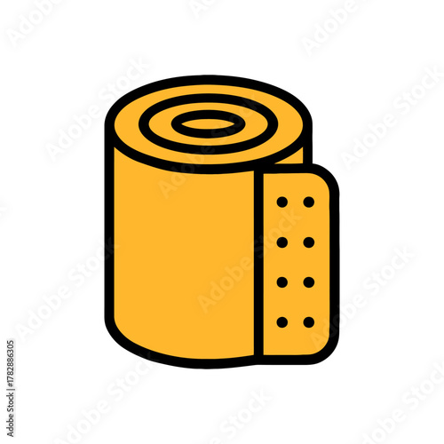 Cartoon-style roll of toilet paper icon on white background.