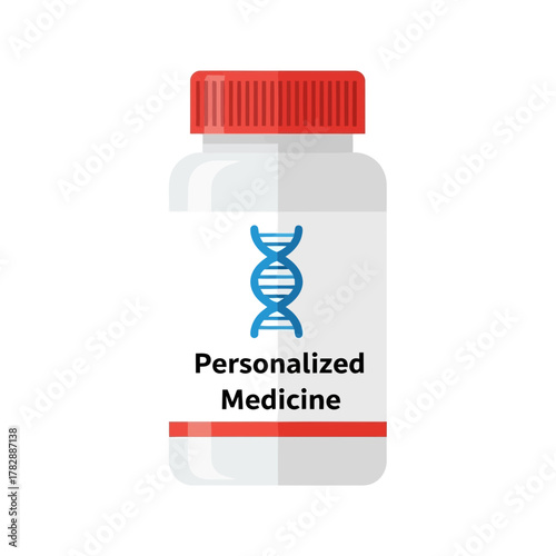 Personalized medicine vector illustration dna helix pill bottle icon