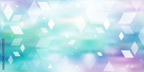 Abstract watercolor background with geometric triangles in gradient white tones