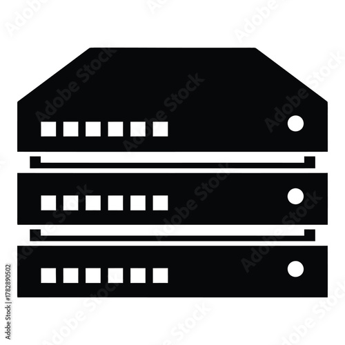 Black and white server rack silhouette for web hosting design
