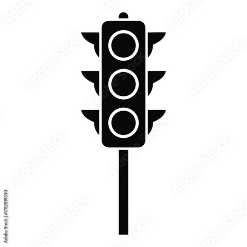 Black and White Traffic Light Illustration Road Safety and Control Concept