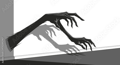 Spooky Shadowy Hands Reaching Out From Darkness.