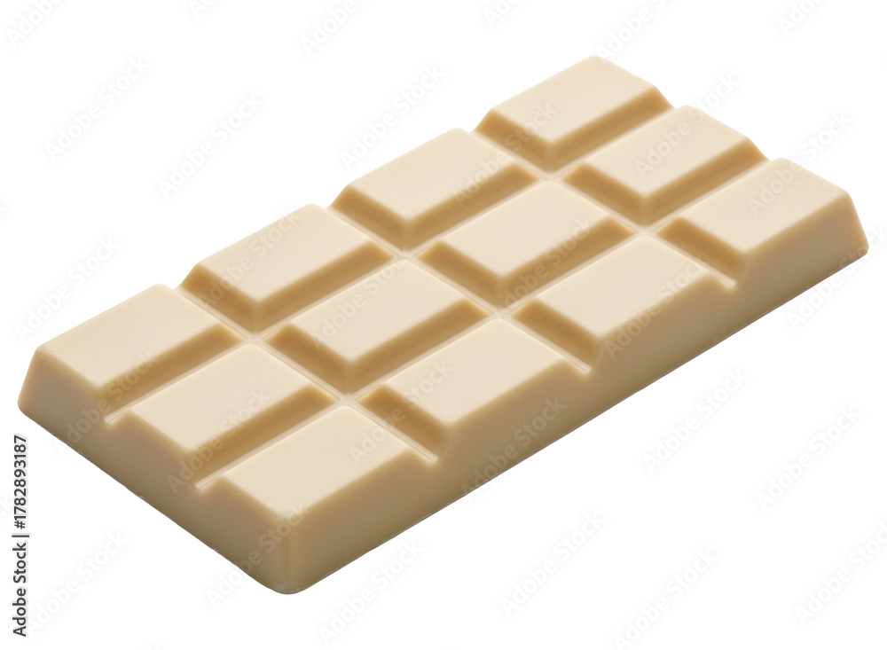 Fototapeta premium Creamy white chocolate bar, perfectly segmented for easy breaking and enjoyment