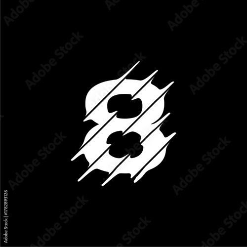 Number eight cut out style letter, cut out eight letter logo