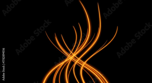 Dynamic Orange Light Trails Creating Abstract Swirls on a Dark Background.