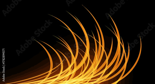 Dynamic fiery light trails creating an abstract glowing pattern.
