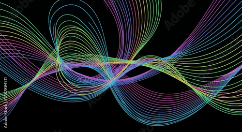 Abstract colorful intersecting lines creating a dynamic wave pattern.