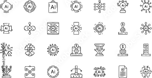 Artificial Intelligence Technology Icon Set