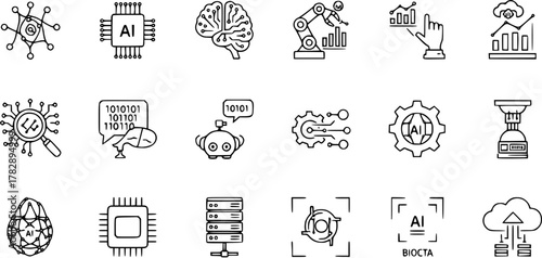 Artificial Intelligence and Machine Learning Icon Set