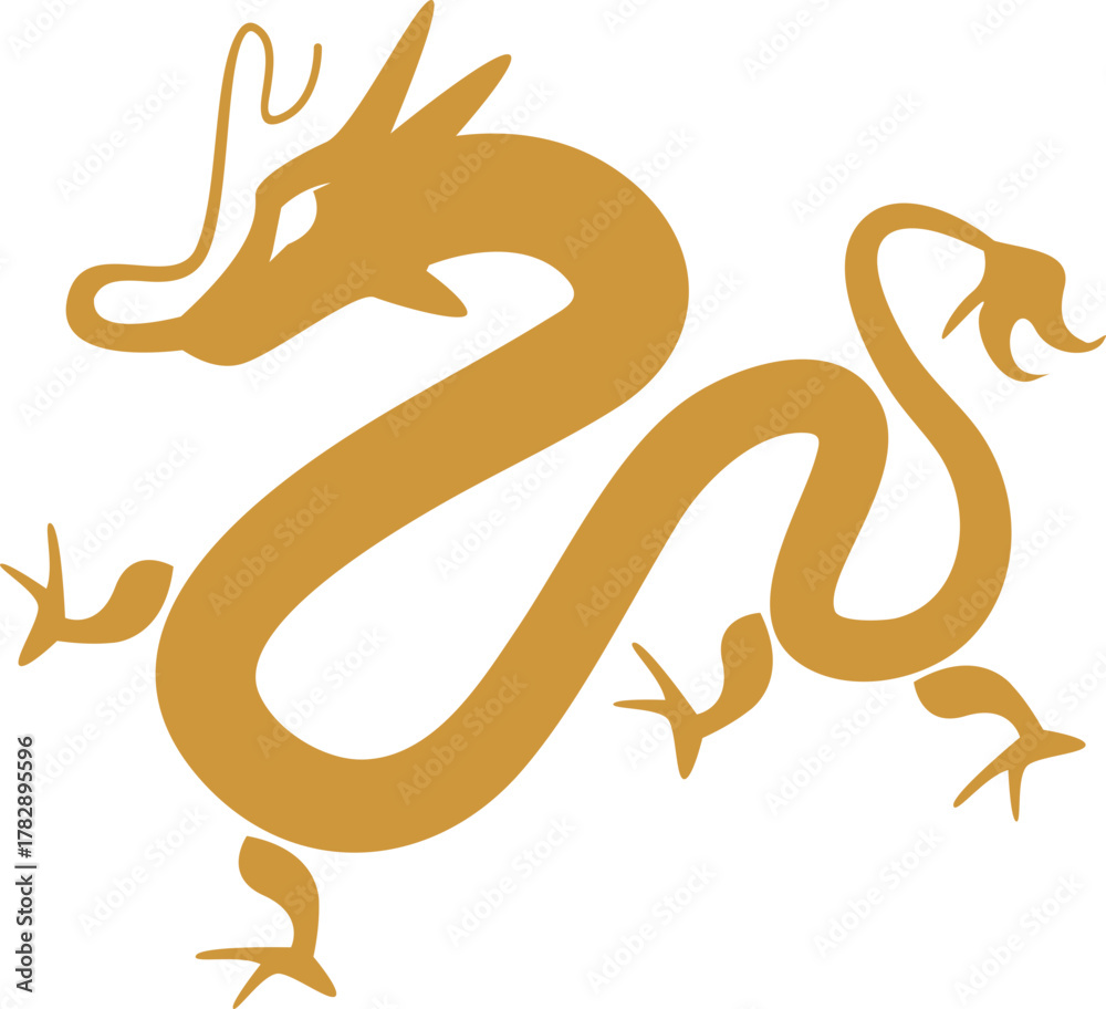 Obraz premium Golden Chinese Dragon Illustration 