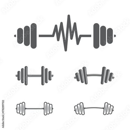 Barbell icon set illustration for fitness club concept