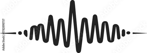 Sound wave sketch, hand drawn vector, abstract symmetrical waveform with dots — stock vector