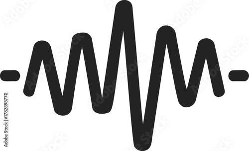 Sound wave sketch, hand drawn vector, bold black waveform icon on white — stock vector