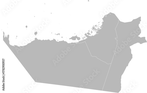 Emirate of Abu Dhabi, UAE (United Arab Emirates) – administrative vector map with municipality boundaries (Web Mercator projection, PPT-compatible & fully editable)