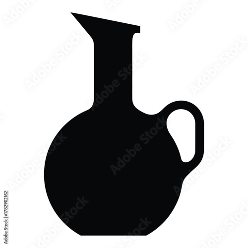 Black silhouette of a classic water pitcher or vase for design
