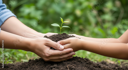 Deep Connection with Nature: Protecting the Environment Starts with Simple Actions Like Carefully Placing a Young Tree in Fertile Ground.