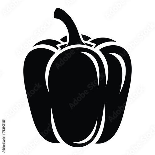 Bold Silhouette of a Fresh and Healthy Bell Pepper Vector