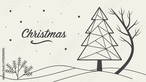 Minimalist christmas tree vector graphic design for holiday season greeting card and winter background art 100