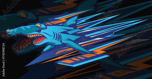 Sport Racing Car Vector Design with Abstract Stripe and Decal Graphics