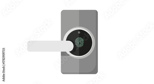 A modern grey smart door lock with an integrated biometric fingerprint scanner for keyless entry.