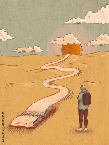 Book pages become a path