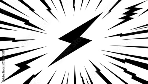 Lightning bolt vector icon set, black lightning icon designs on white background, Symbols of energy, power, electric storm, flash charge, ideal for web or orint, logo design.