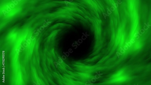 Spiral Green Smoke Vortex Simulation Tunnel for a Mysterious, Spooky or Cinematic intro