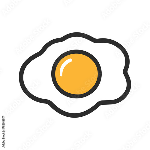 A fried egg with a yellow yolk.