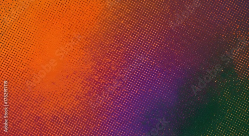 Abstract Halftone Gradient Background with Orange, Purple, and Green Tones