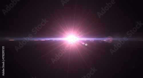 Bright Pink and Blue Lens Flare Burst Effect on Dark Background
