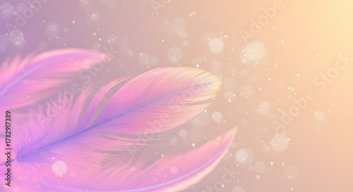 Dreamy Pink and Purple Feathers with Bokeh Lights