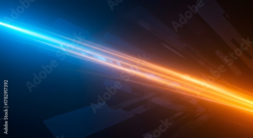 Futuristic Abstract Background with Blue and Orange Light Streaks