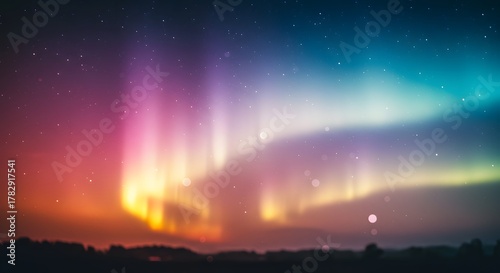 Vibrant Aurora Borealis Over Silhouetted Landscape at Night
