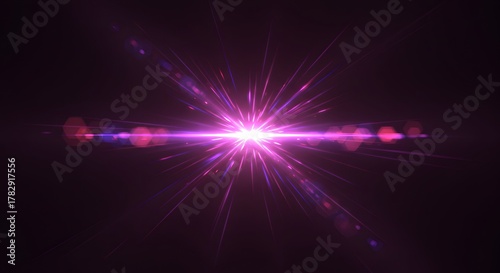 Vibrant Pink and Purple Starburst Lens Flare with Bokeh