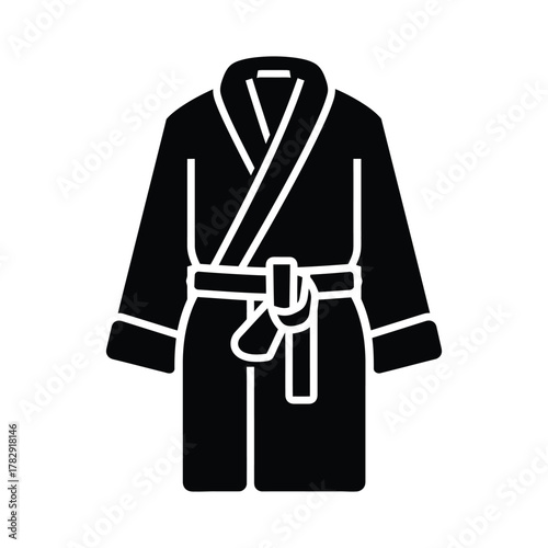 Bathrobe black icon person towel and white background.