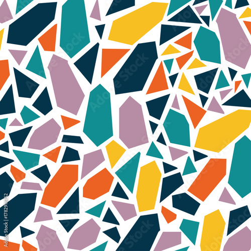 Monochrome vector pattern featuring an abstract arrangement of stylized pebble shapes or stone tiles, perfect for modern interior design, texture overlays, and abstract media projects.