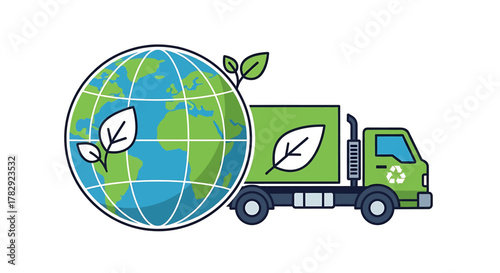Eco-friendly truck delivering green solutions around the globe.