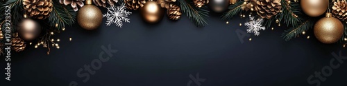 Dark blue background border Christmas decorations are Festive featuring