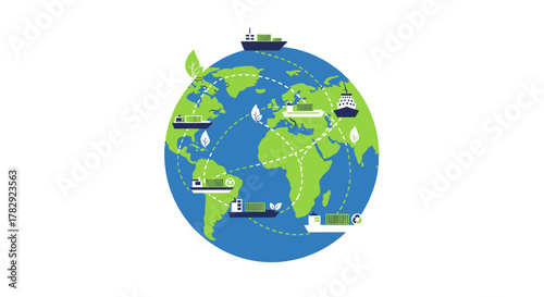 Global Shipping Routes and Logistics Network on Earth.