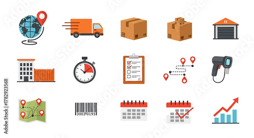 Logistics and Delivery Service Icons Set.