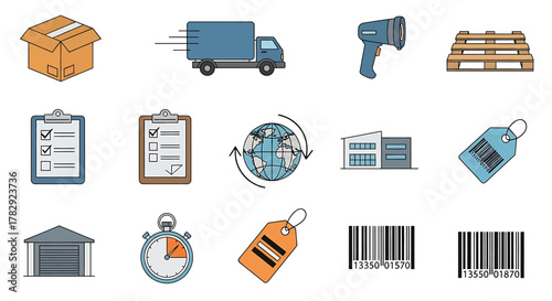 Logistics and Delivery Icons Set.