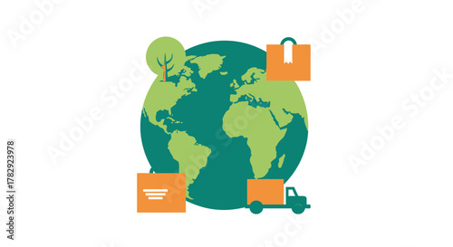 Global E-commerce and Logistics Concept.