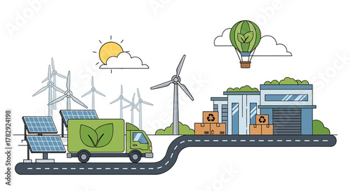 Green energy and sustainable transportation concept.