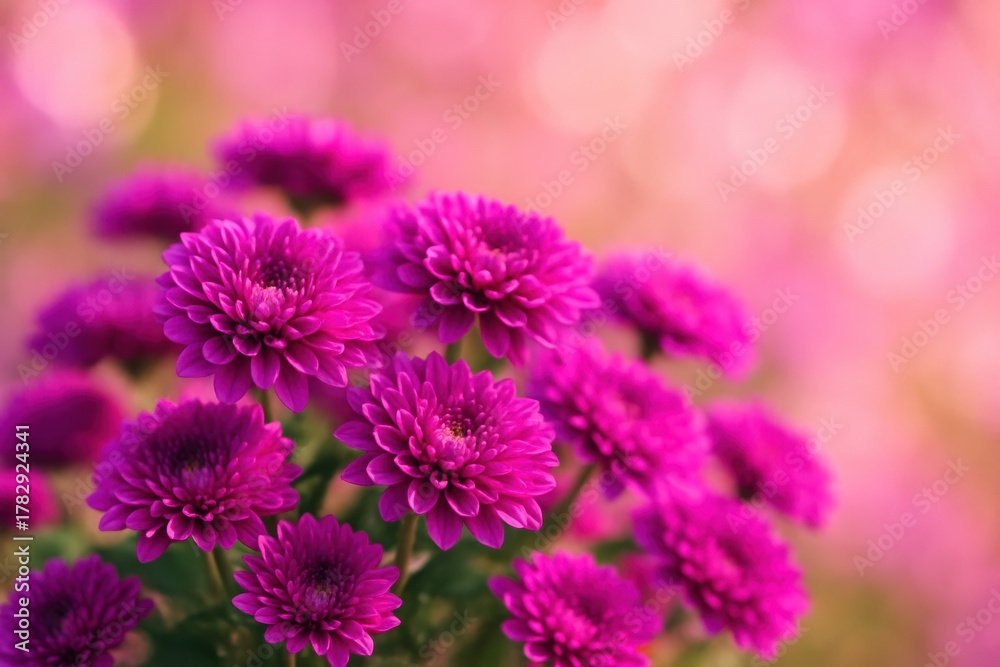 Fototapeta premium A Vibrant Display of Beautiful Purple Flowers Bathed in Soft Light, Creating a Captivating Natural Scene Full of Color and Life