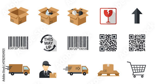 Shipping and Logistics Icons Set.